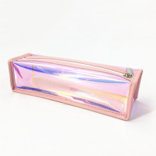Pink color laser PU leather school stationery pencil case bag for girls